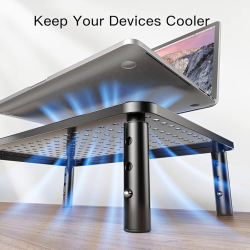 Adjustable Metal Monitor Risers, Two-Pack