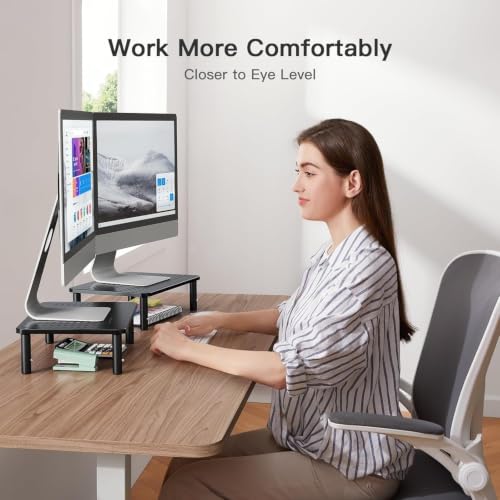 Adjustable Metal Monitor Risers, Two-Pack