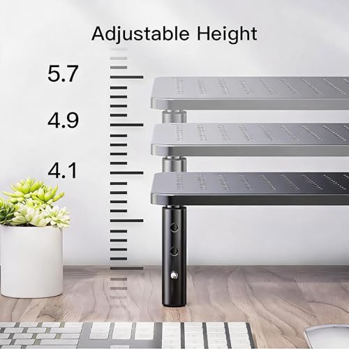 Adjustable Metal Monitor Risers, Two-Pack