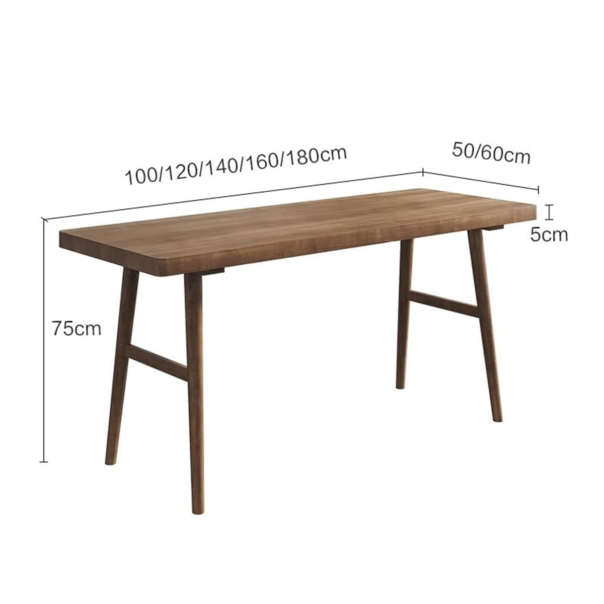 Walnut-Finish Solid Wood Writing Desk