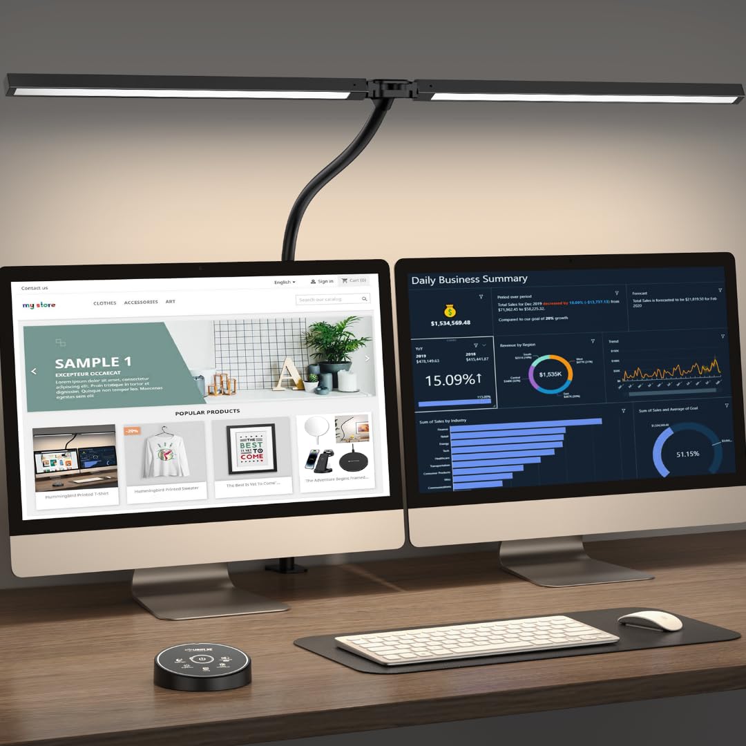 Dual-Head Clamp Desk Lamp