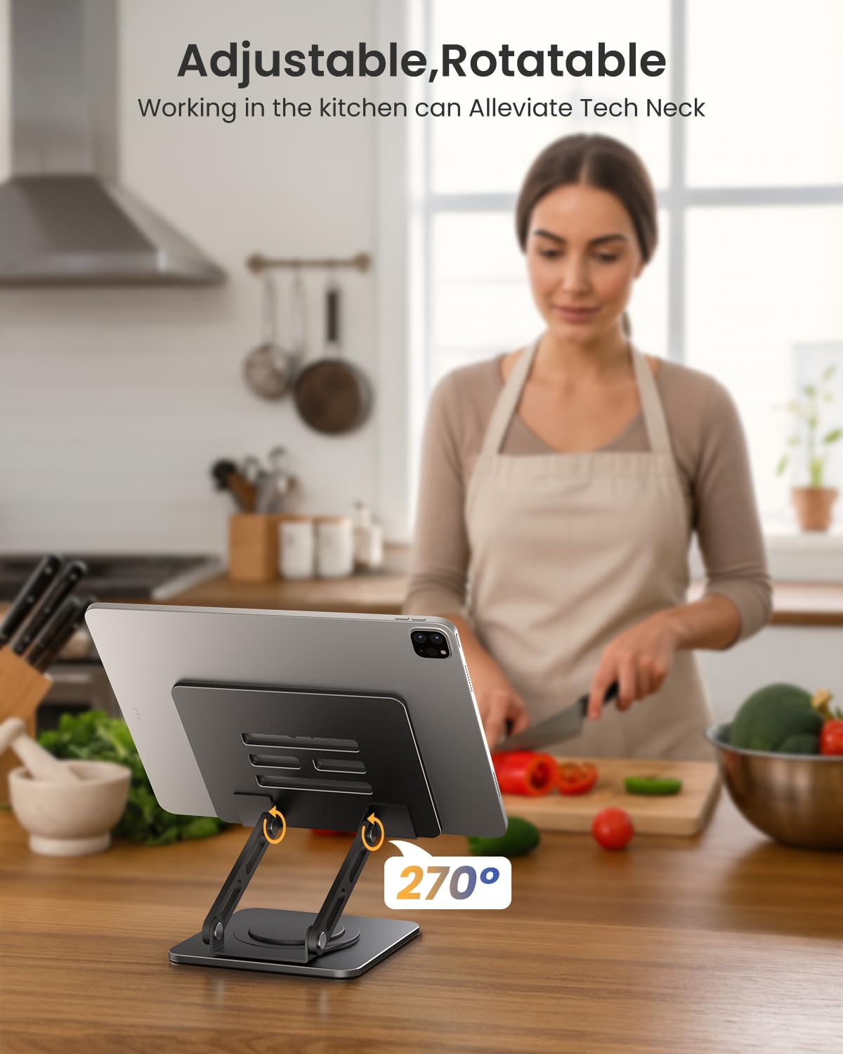 Dual-Hinge Adjustable Tablet Stand