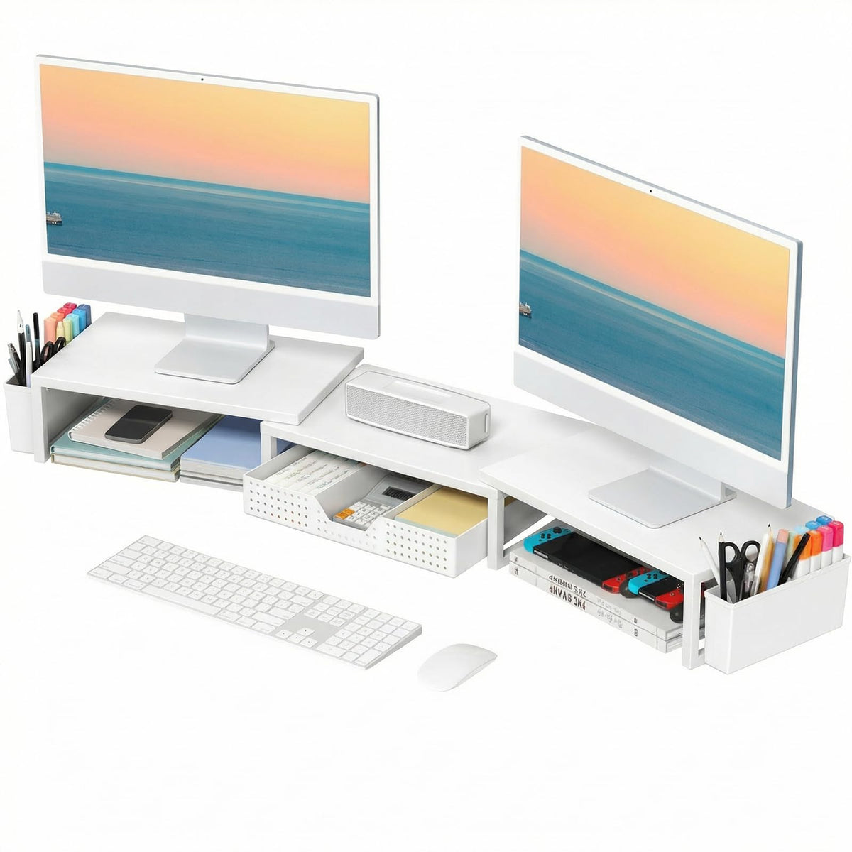 Dual Monitor Stand with Storage