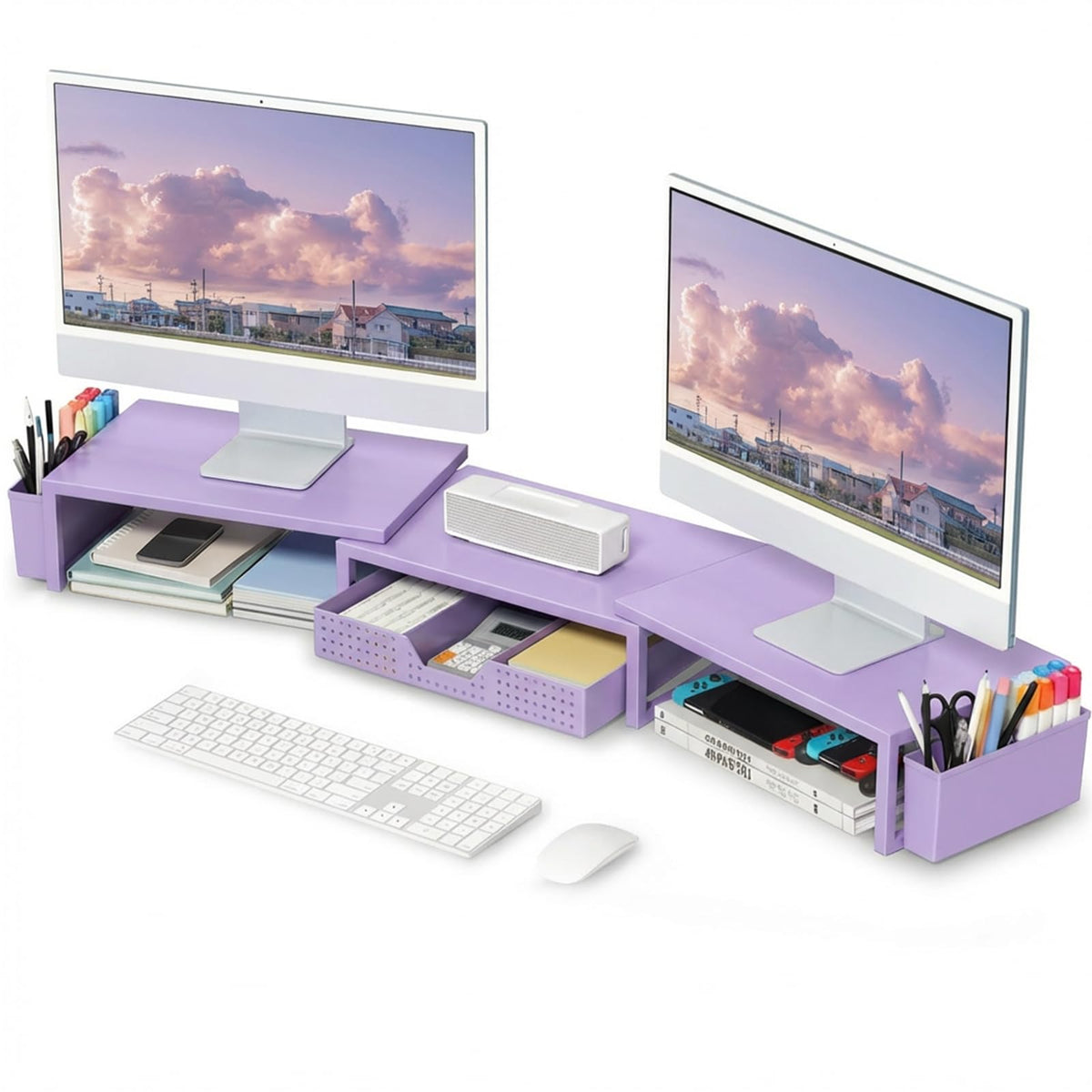 Dual Monitor Stand with Storage