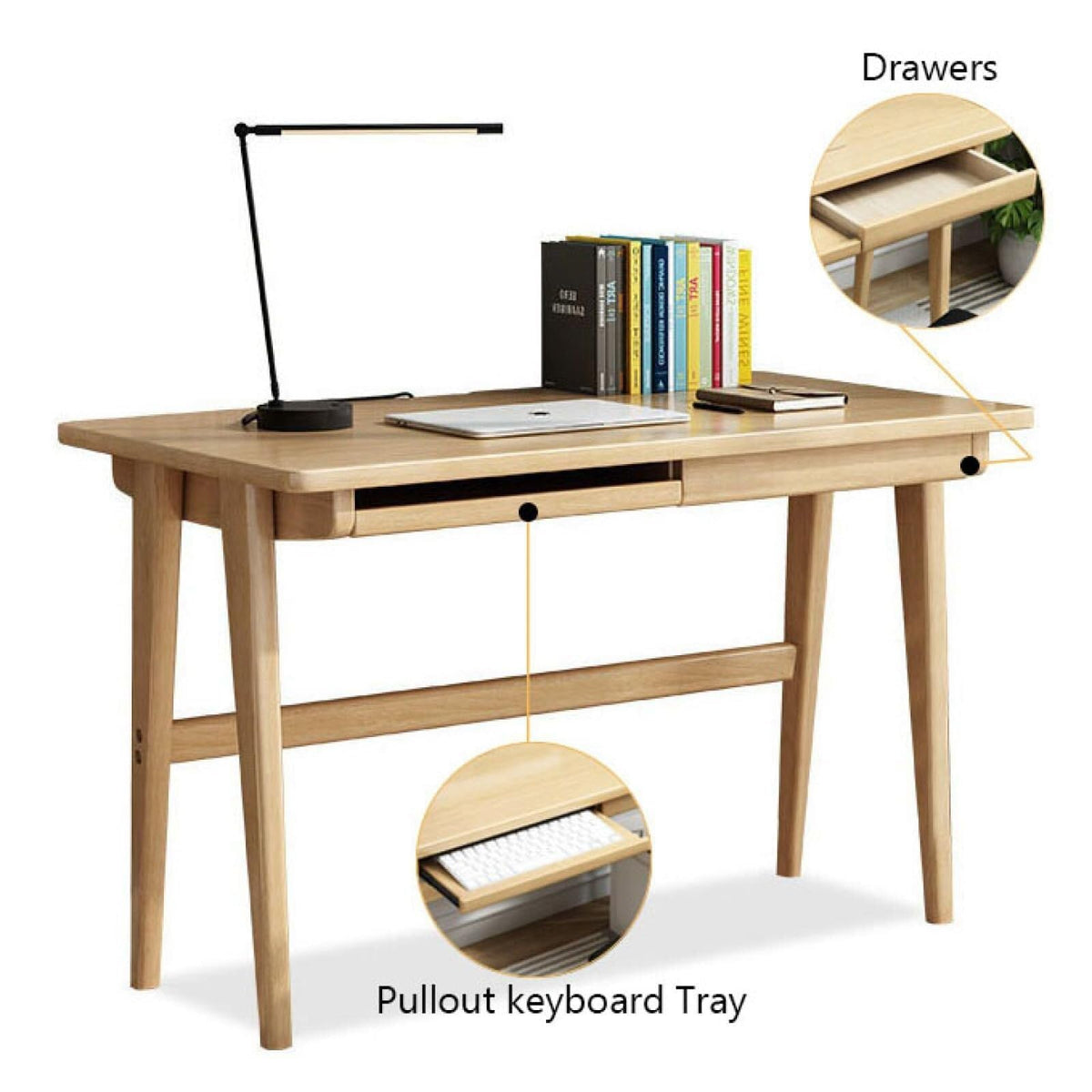 Solid Wood Desk with Keyboard Tray