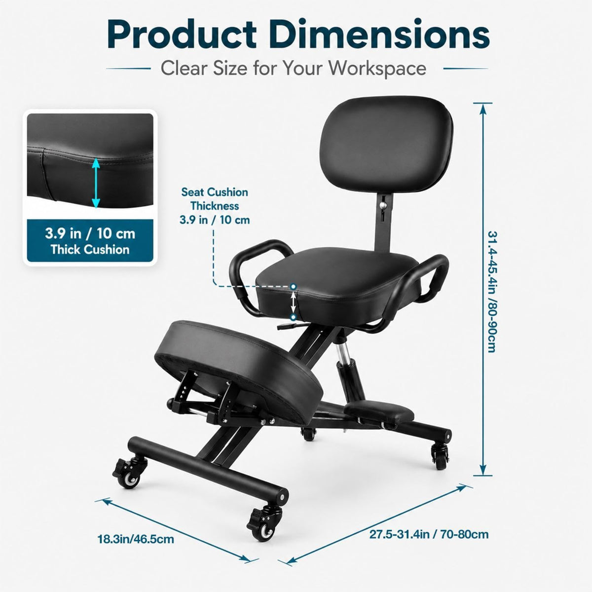 Kneeling Chair with Backrest and Footrest