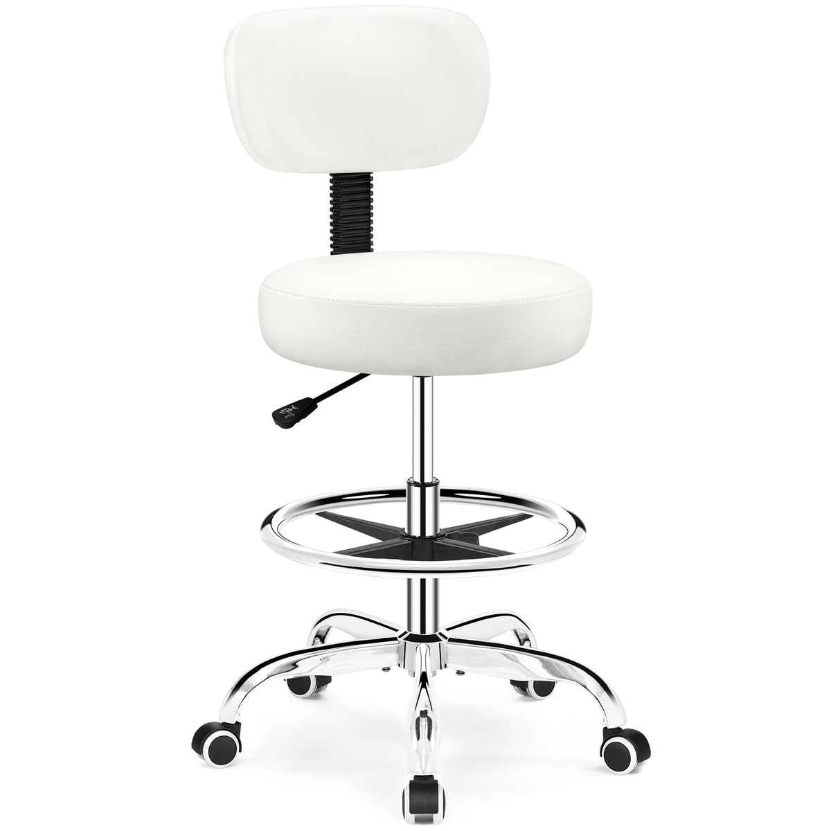 Drafting Stool with Backrest and Foot Ring