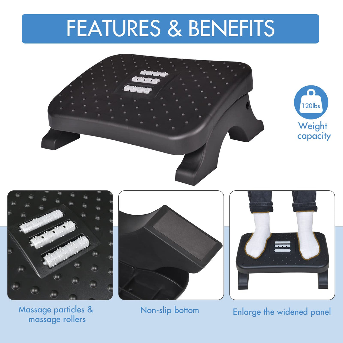 Footrest with Massage Rollers