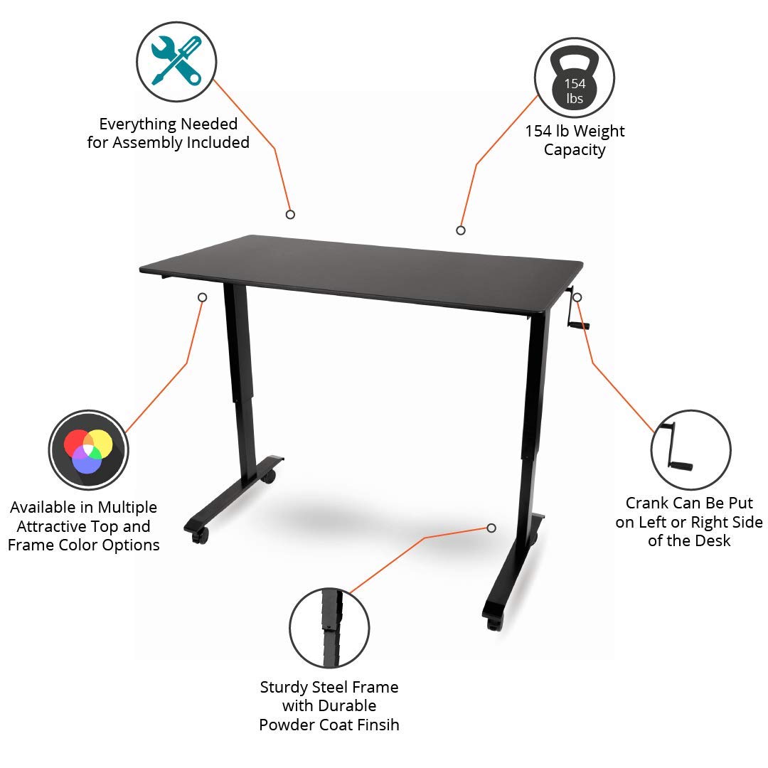 Rolling Hand-Crank Standing Desk