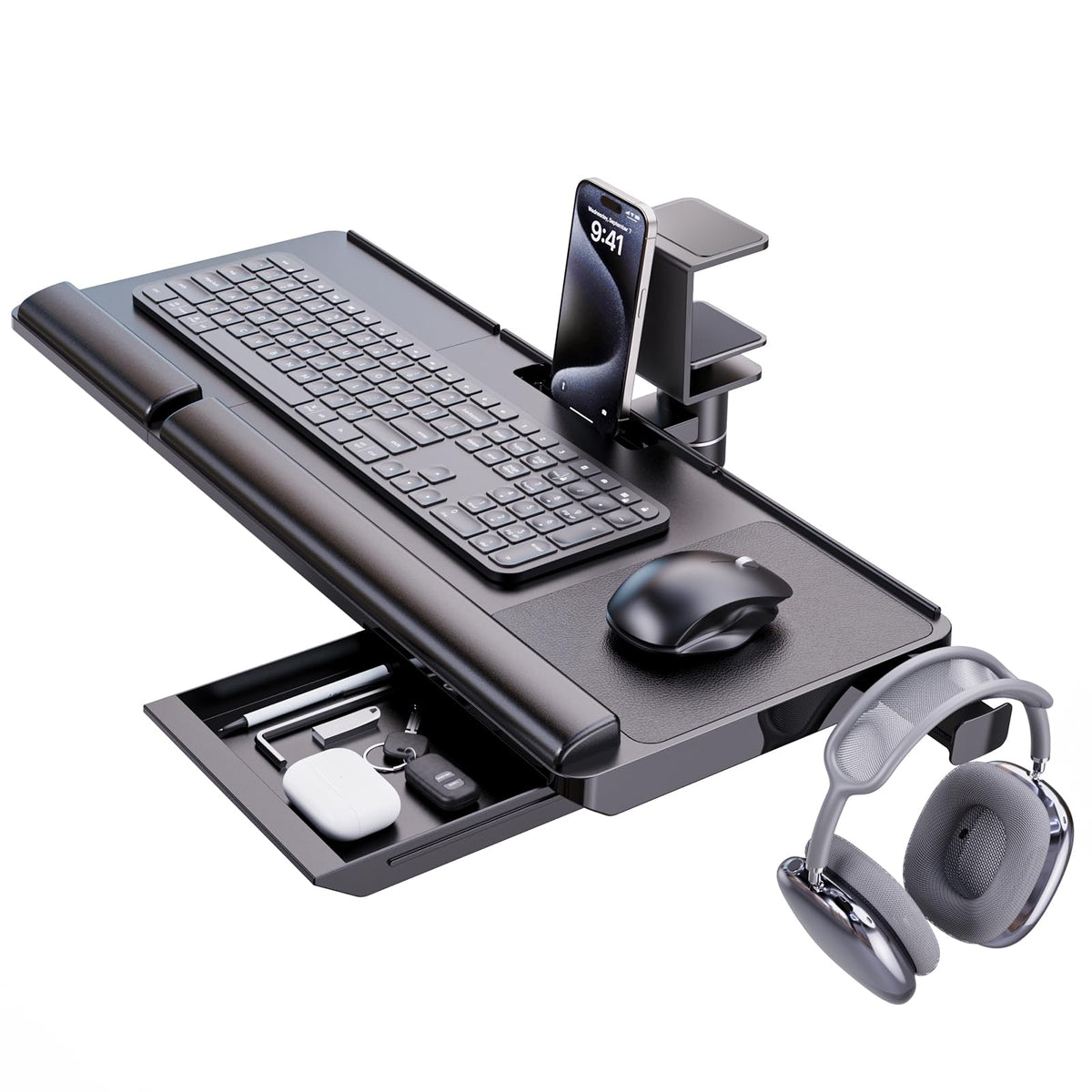 Rotating Under-Desk Keyboard Tray