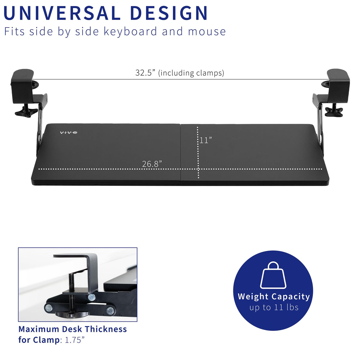 Clamp-On Adjustable Keyboard Tray