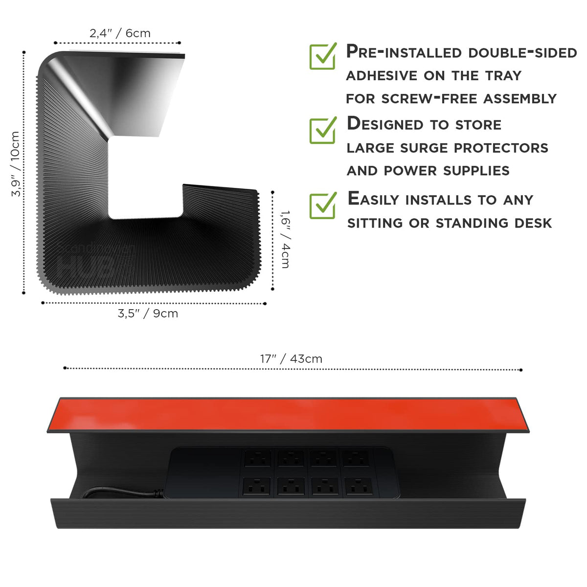 No-Screw Cable Trays, Two-Pack
