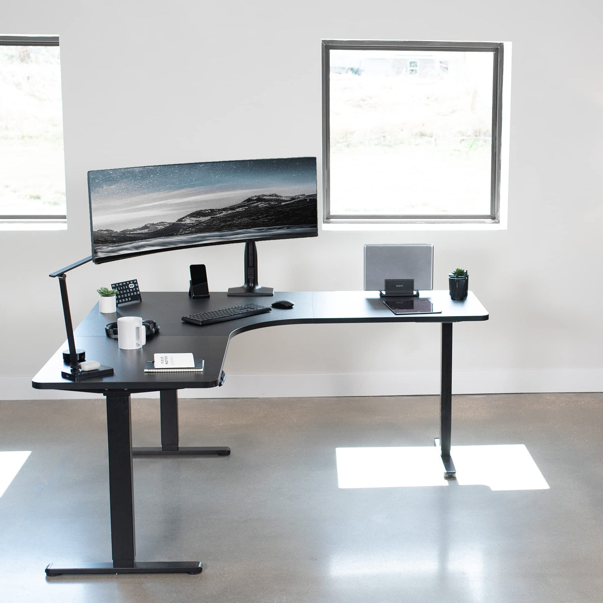 Electric L-Shaped Corner Standing Desk