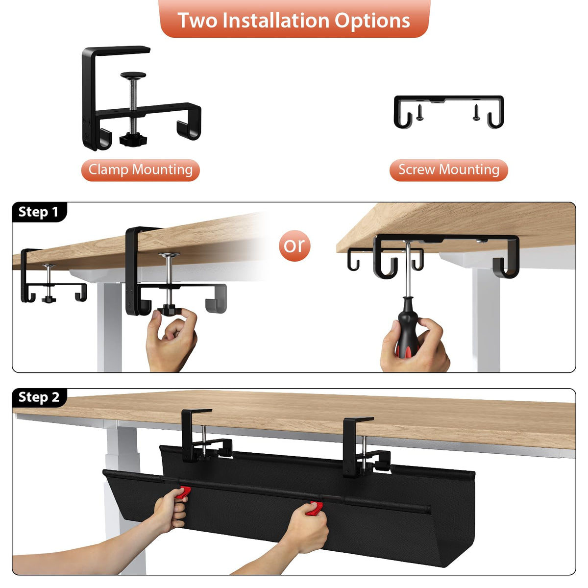 Under-Desk Cable Management Tray