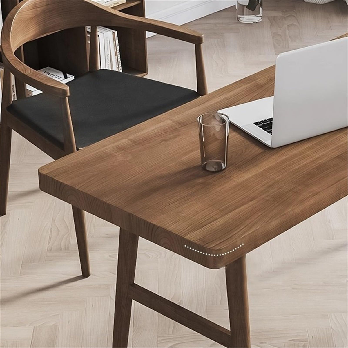 Walnut-Finish Solid Wood Writing Desk