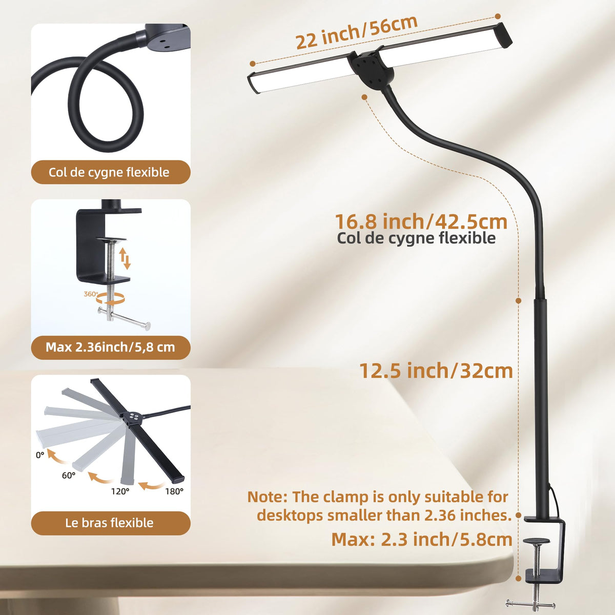 Flexible Dual-Head Monitor Desk Lamp