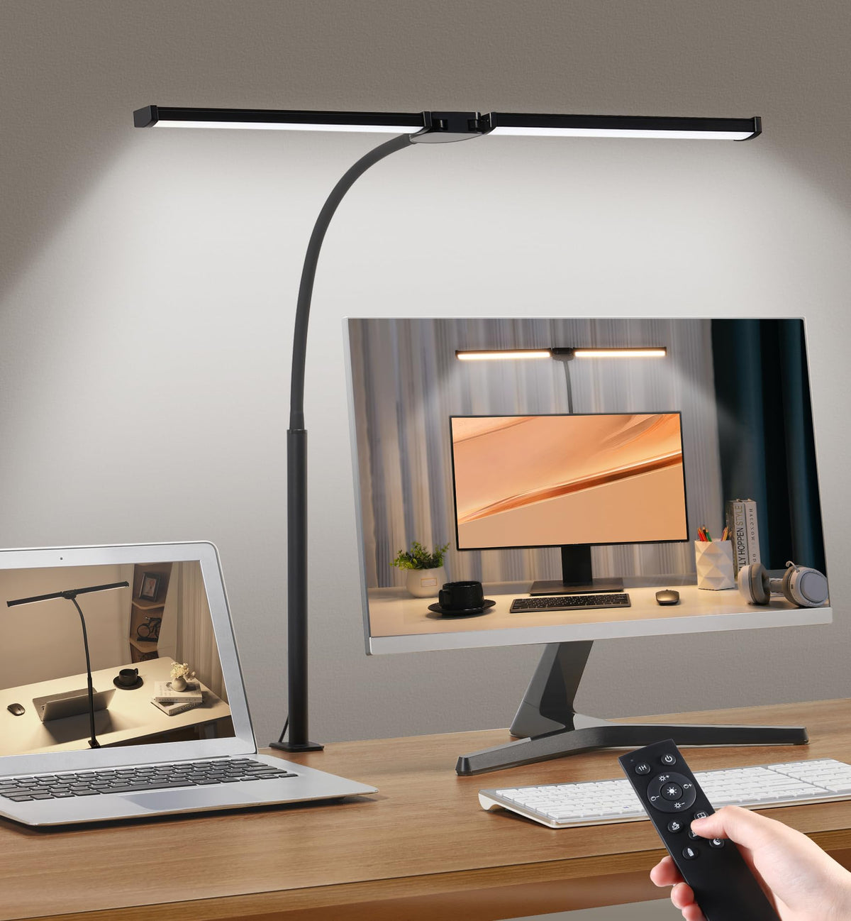 Flexible Dual-Head Monitor Desk Lamp