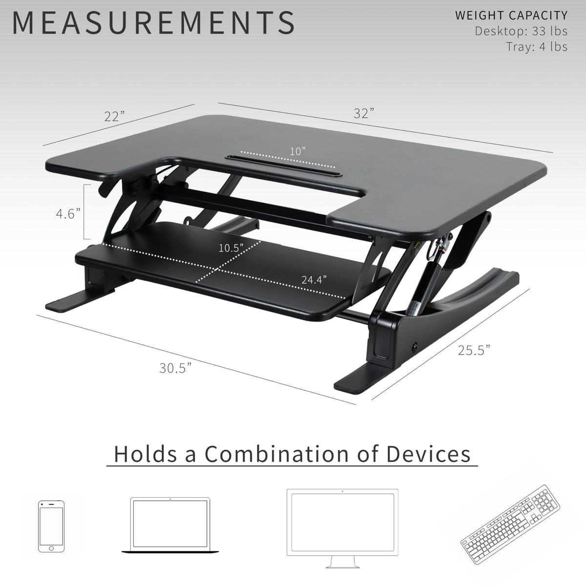 Wide Adjustable Standing Desk Converter