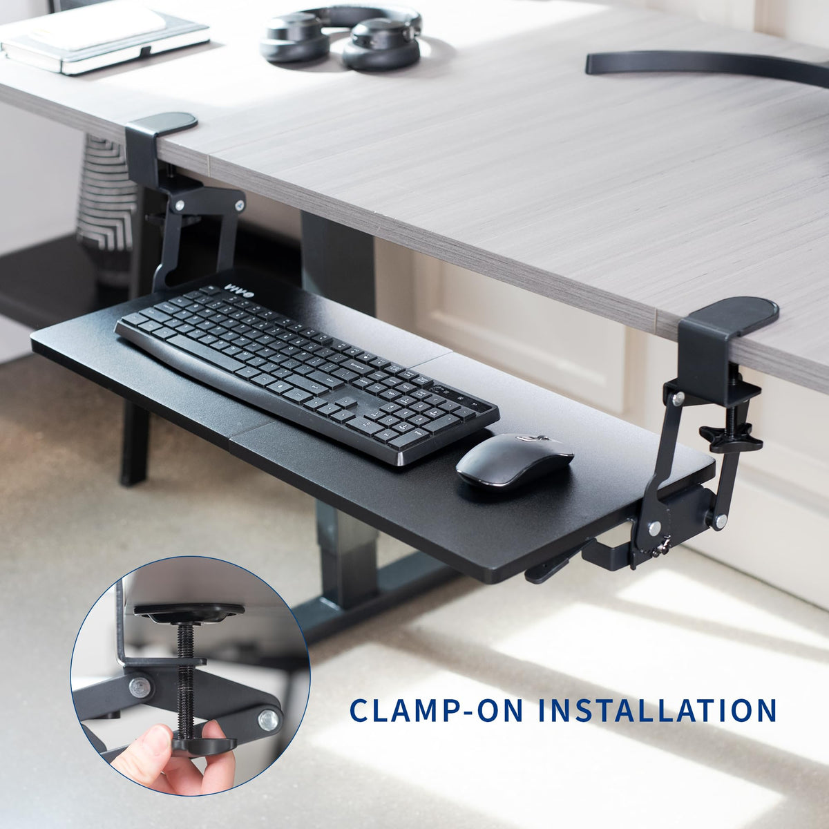 Clamp-On Adjustable Keyboard Tray