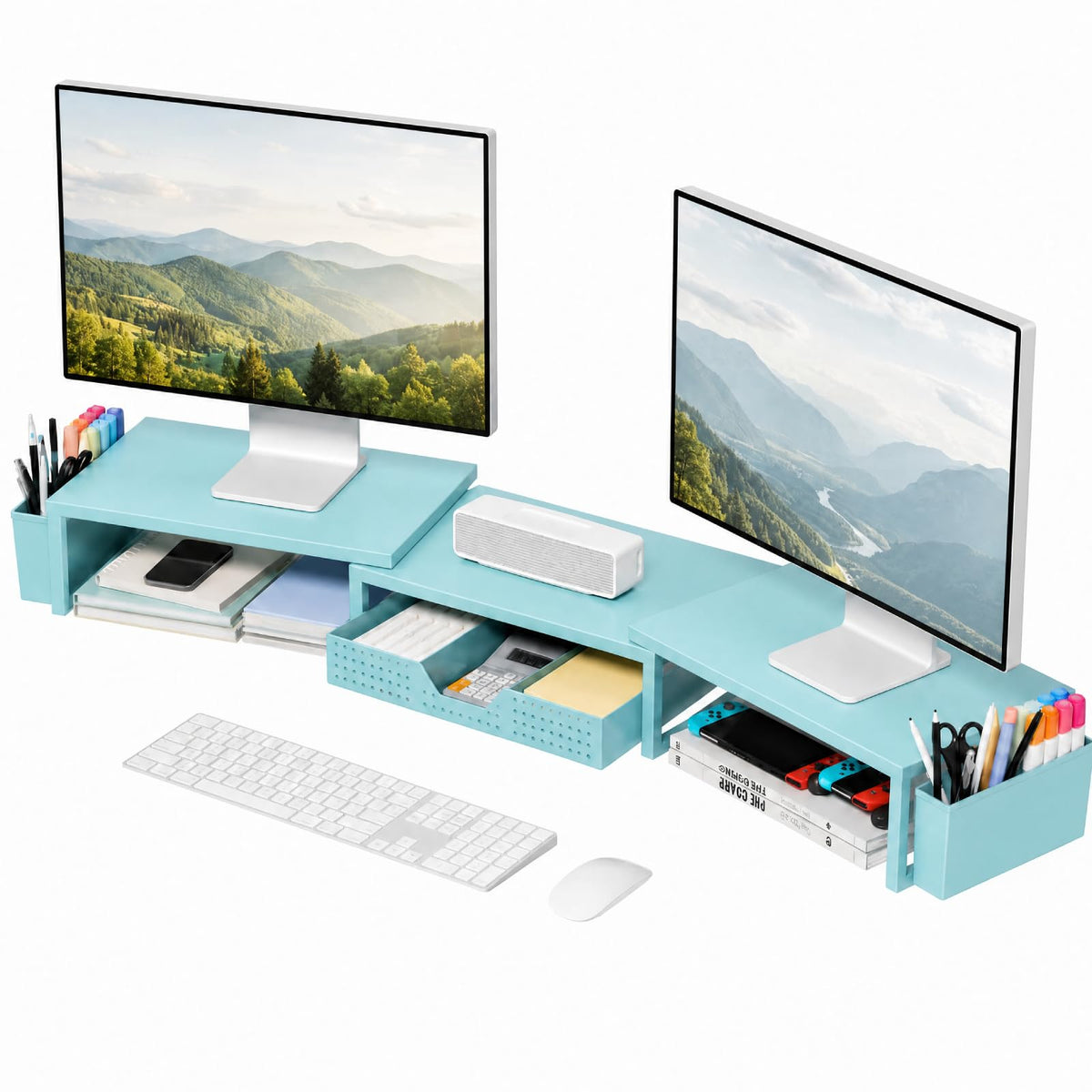 Dual Monitor Stand with Storage