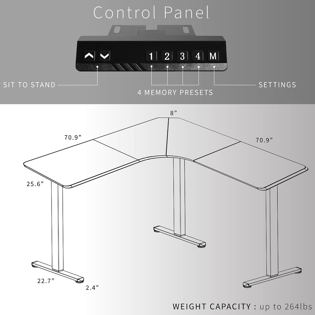 Electric L-Shaped Corner Standing Desk