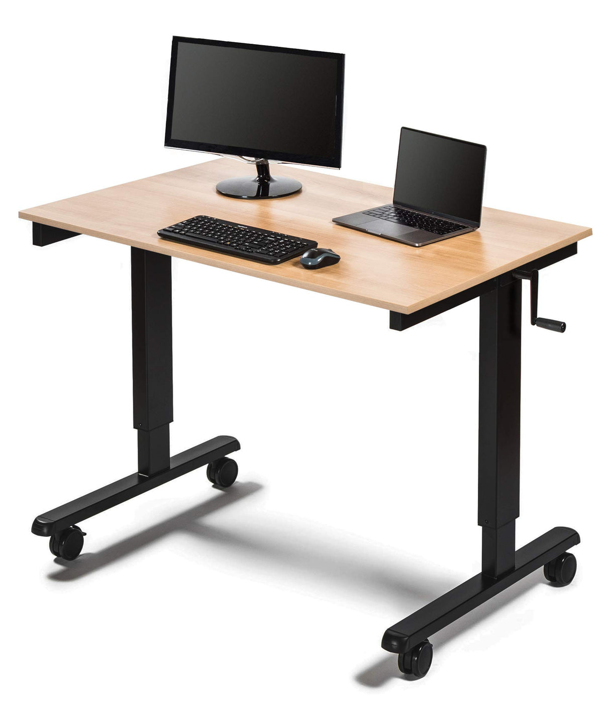 Rolling Hand-Crank Standing Desk