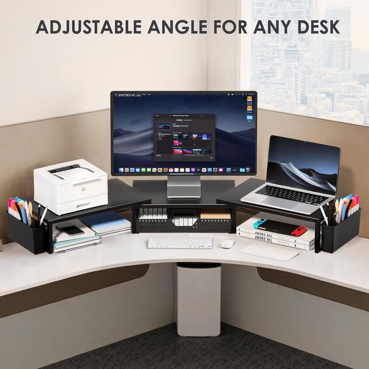 Dual Monitor Stand with Storage
