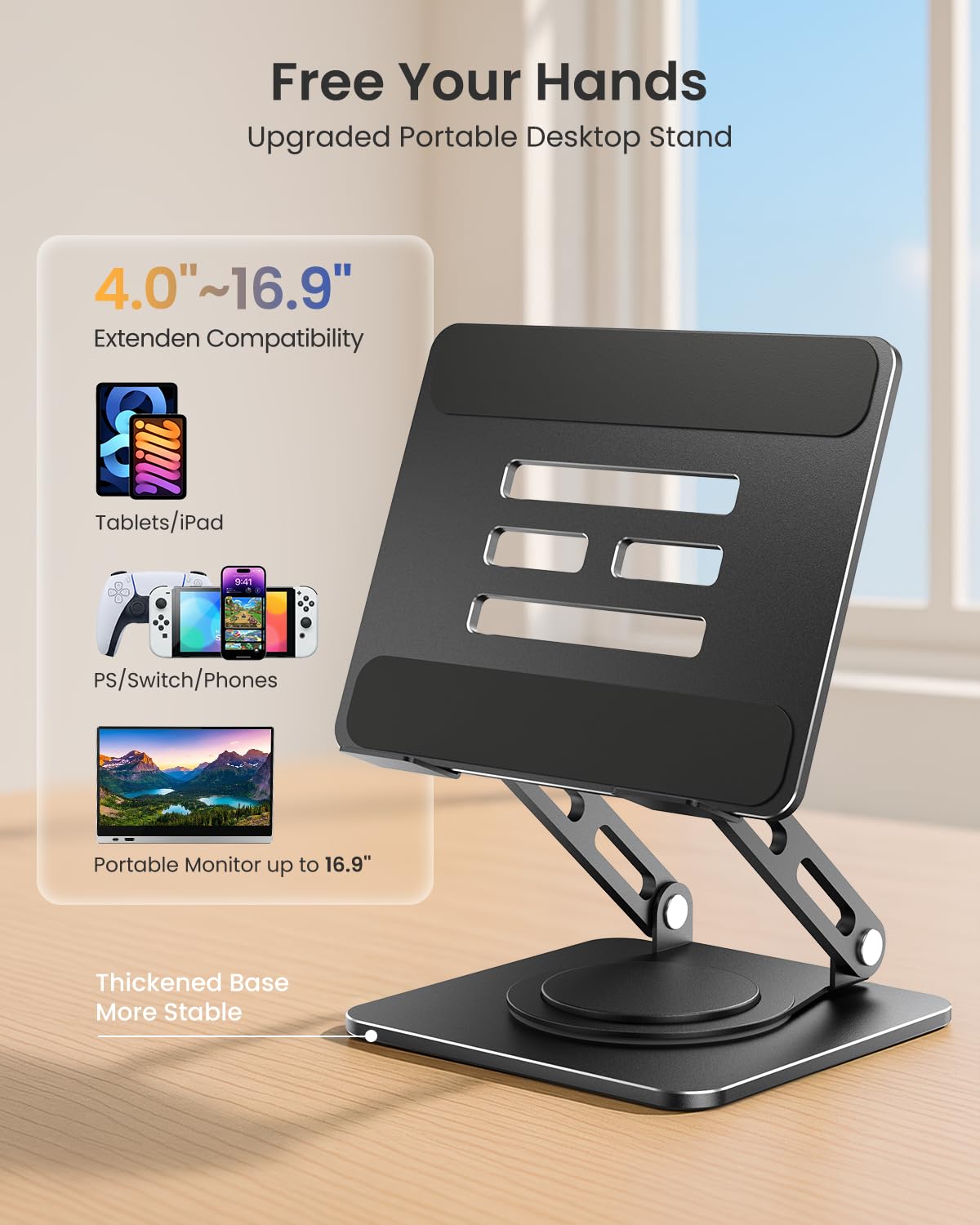 Dual-Hinge Adjustable Tablet Stand