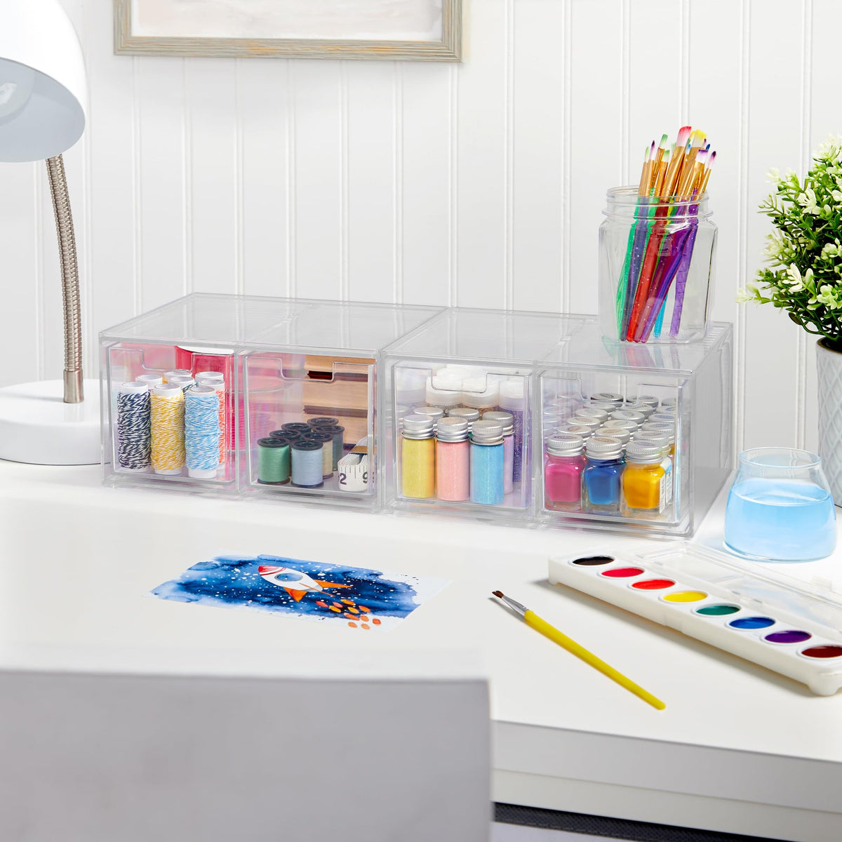 Clear Four-Drawer Desktop Organizer