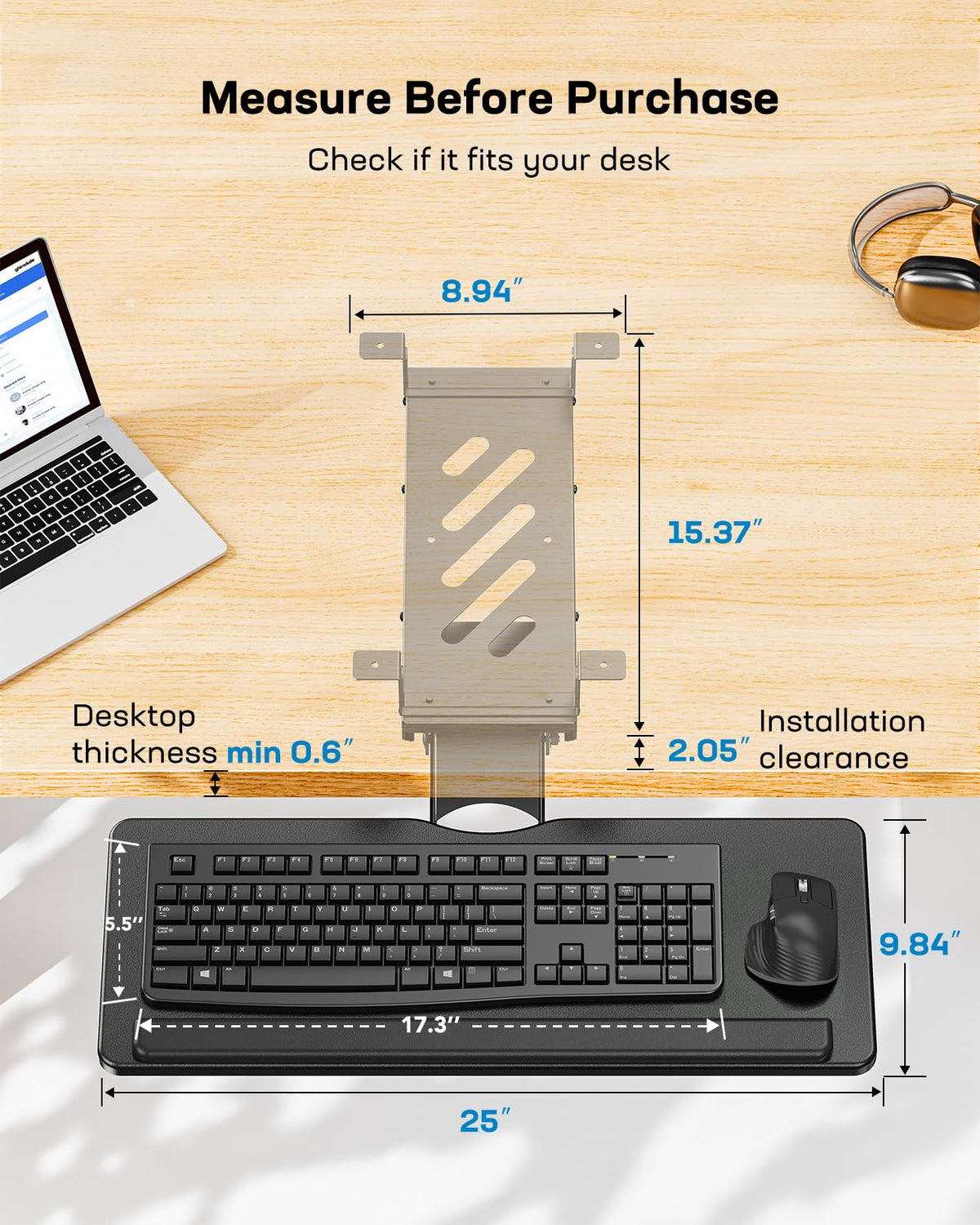 Sliding Under-Desk Keyboard Tray