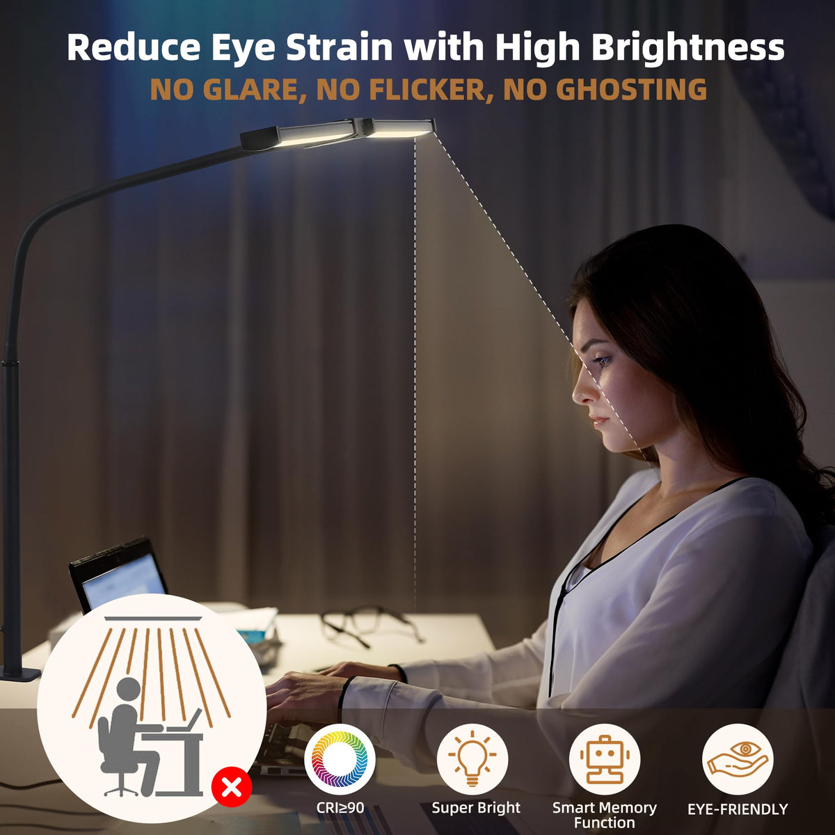Flexible Dual-Head Monitor Desk Lamp