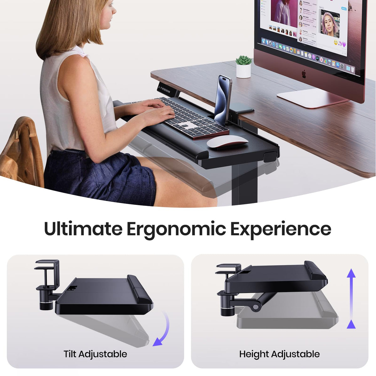 Dual-Position Keyboard Tray with Drawer