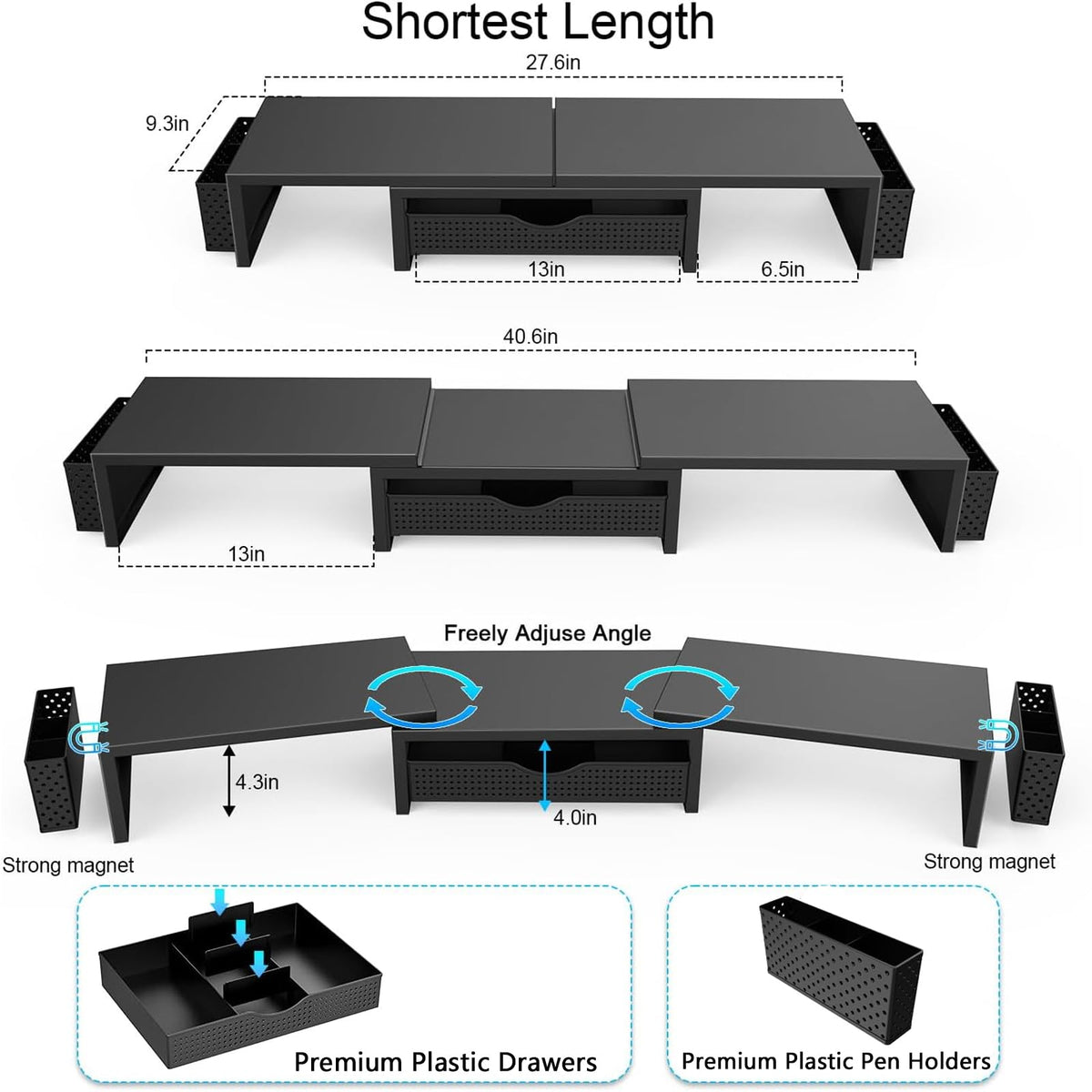 Dual Monitor Riser with Drawer