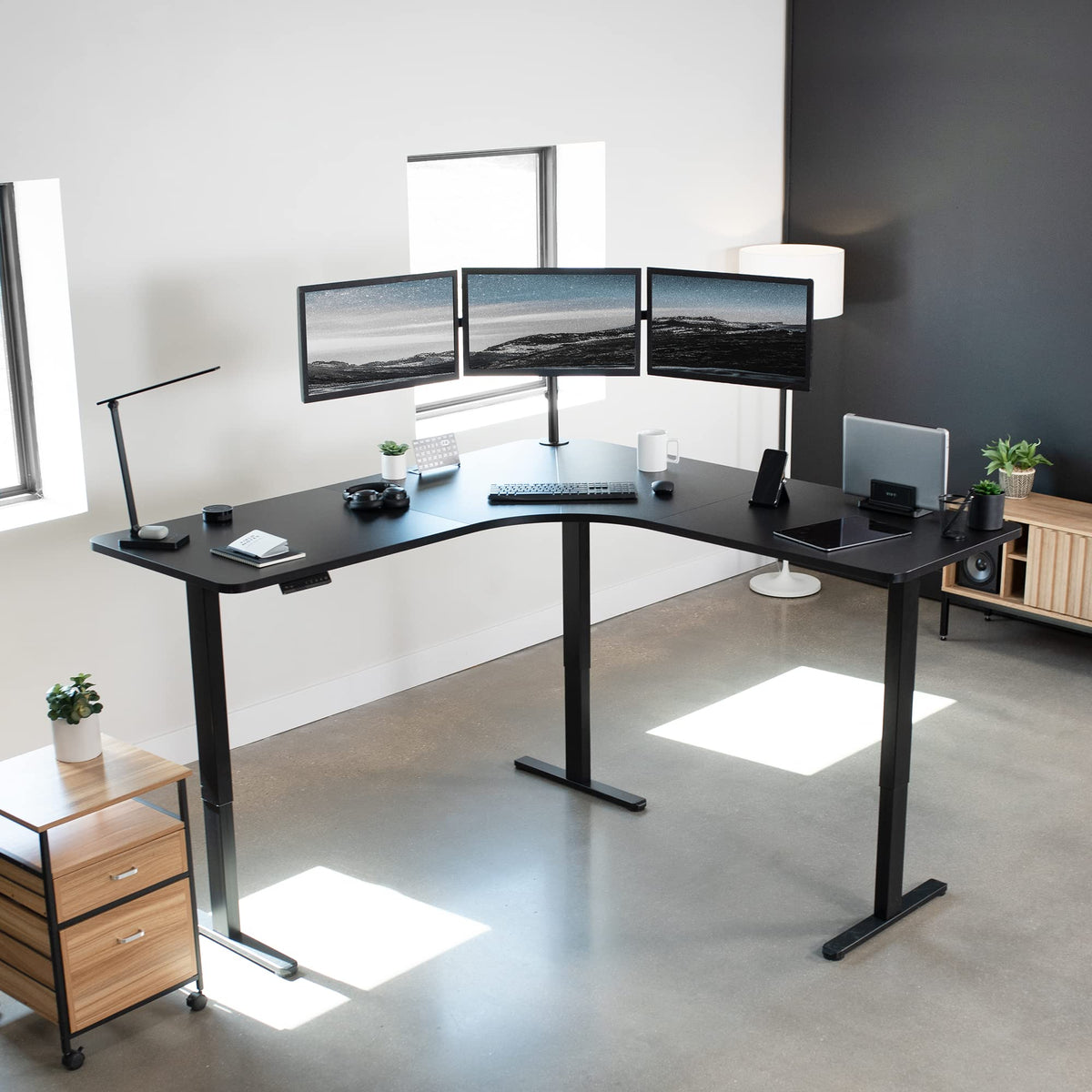 Electric L-Shaped Corner Standing Desk