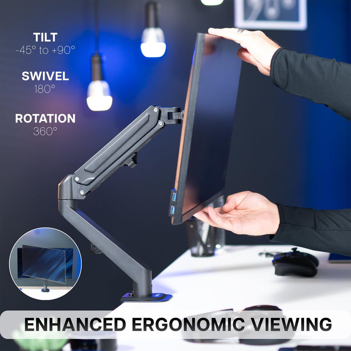 Pneumatic Ultrawide Monitor Arm