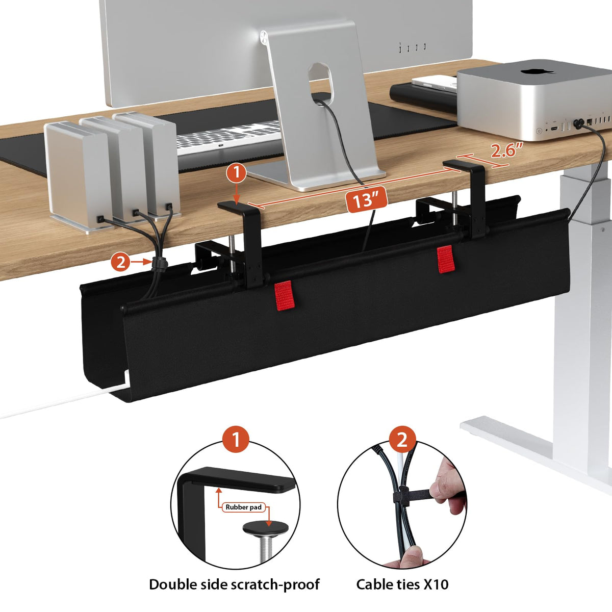 Under-Desk Cable Management Tray