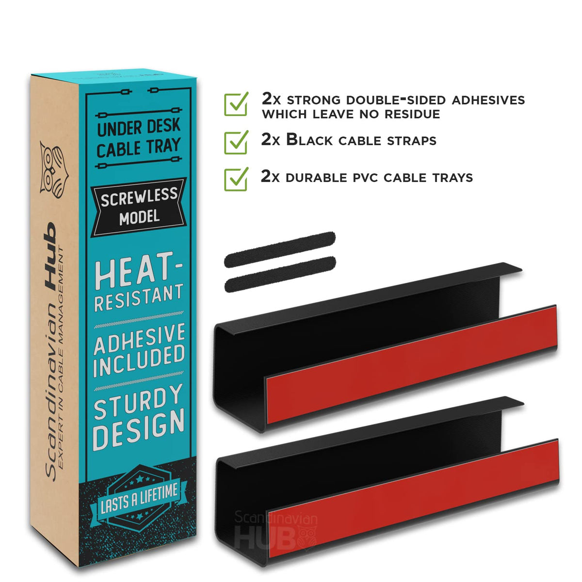 No-Screw Cable Trays, Two-Pack