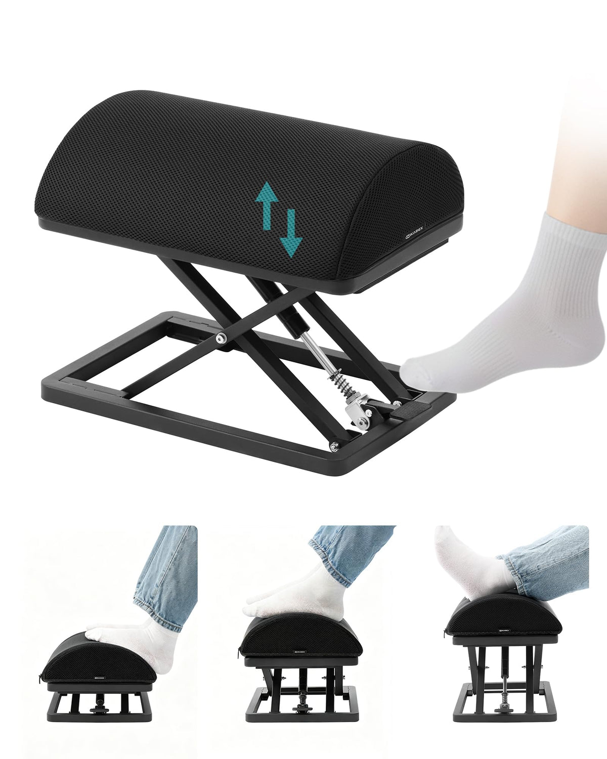 Pedal-Adjustable Under-Desk Footrest