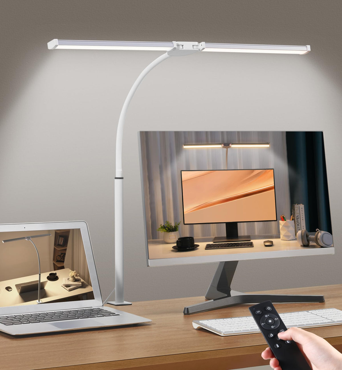Flexible Dual-Head Monitor Desk Lamp