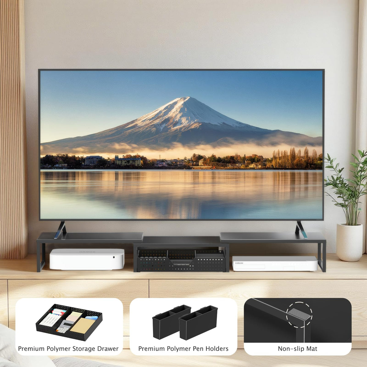 Dual Monitor Stand with Storage