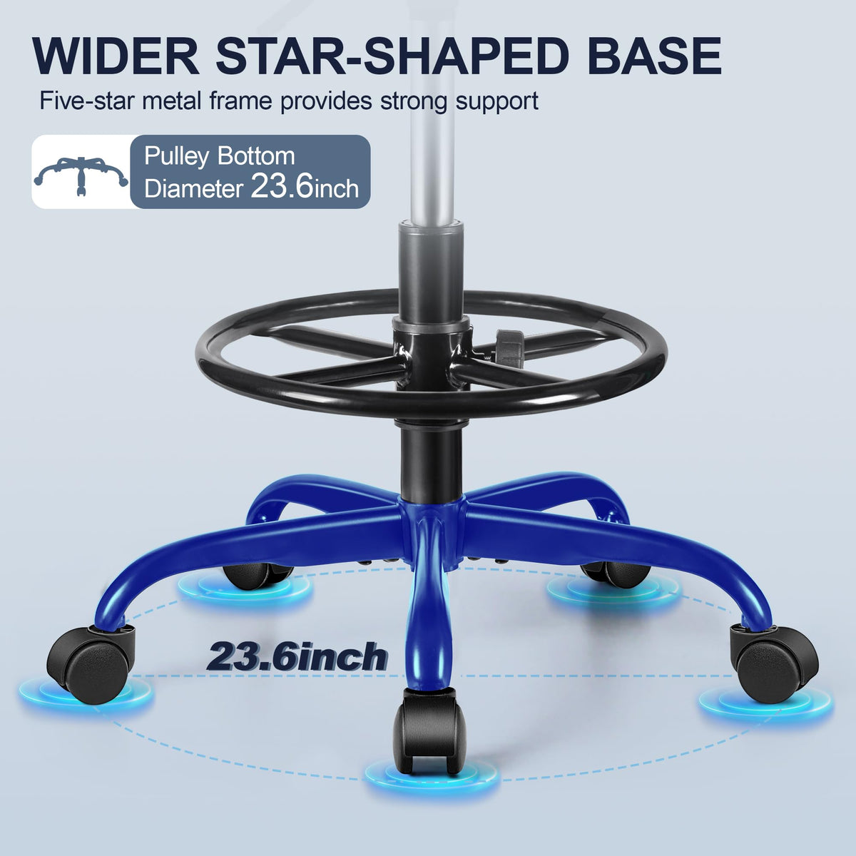 Drafting Stool with Backrest and Foot Ring
