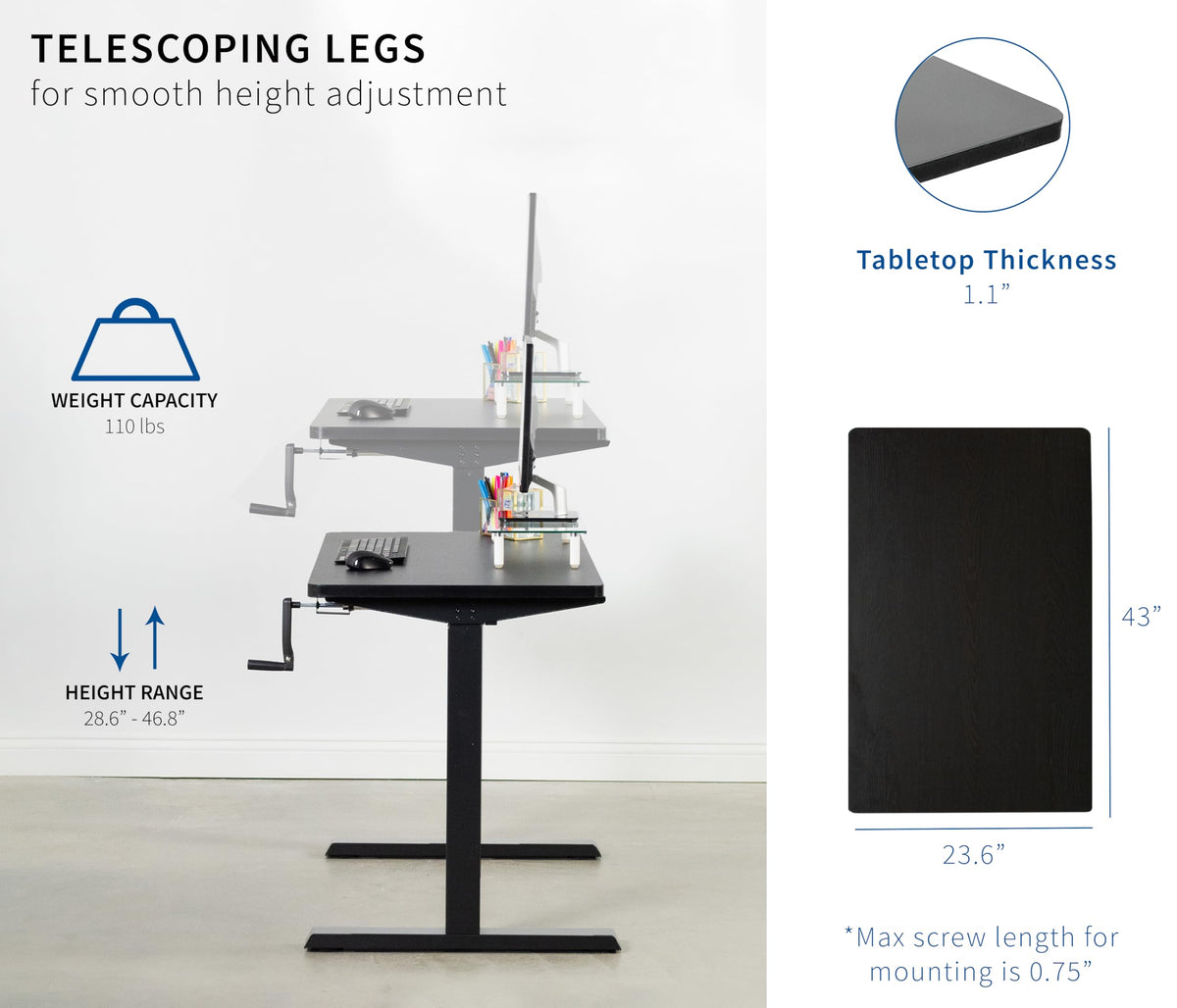 Manual Crank Standing Desk
