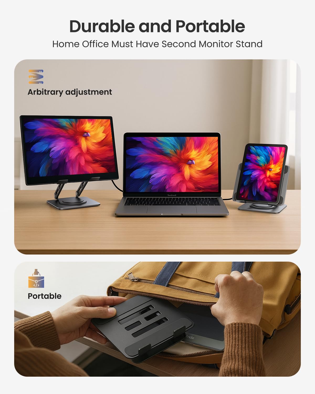 Dual-Hinge Adjustable Tablet Stand