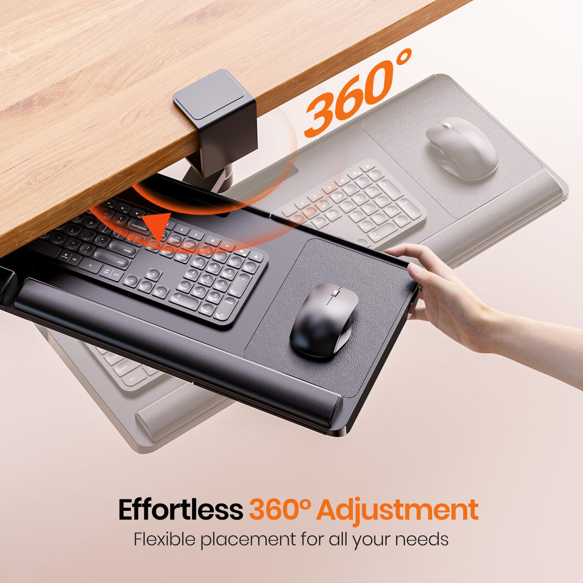 Rotating Under-Desk Keyboard Tray
