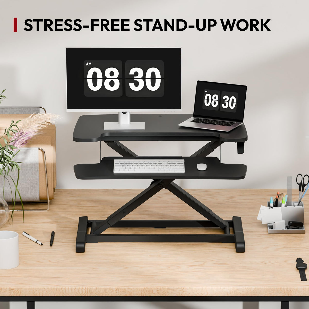 Desk Riser with Wide Keyboard Tray