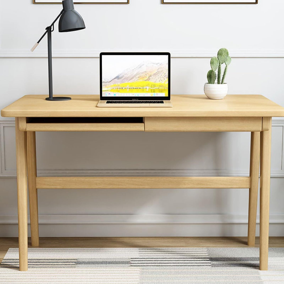 Solid Wood Desk with Keyboard Tray
