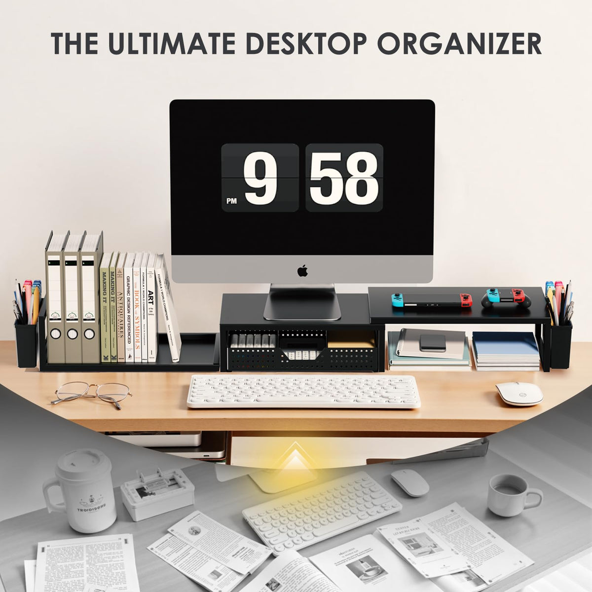 Dual Monitor Stand with Storage