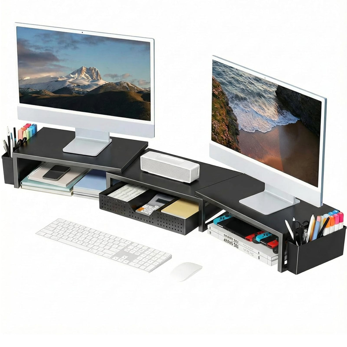 Dual Monitor Stand with Storage