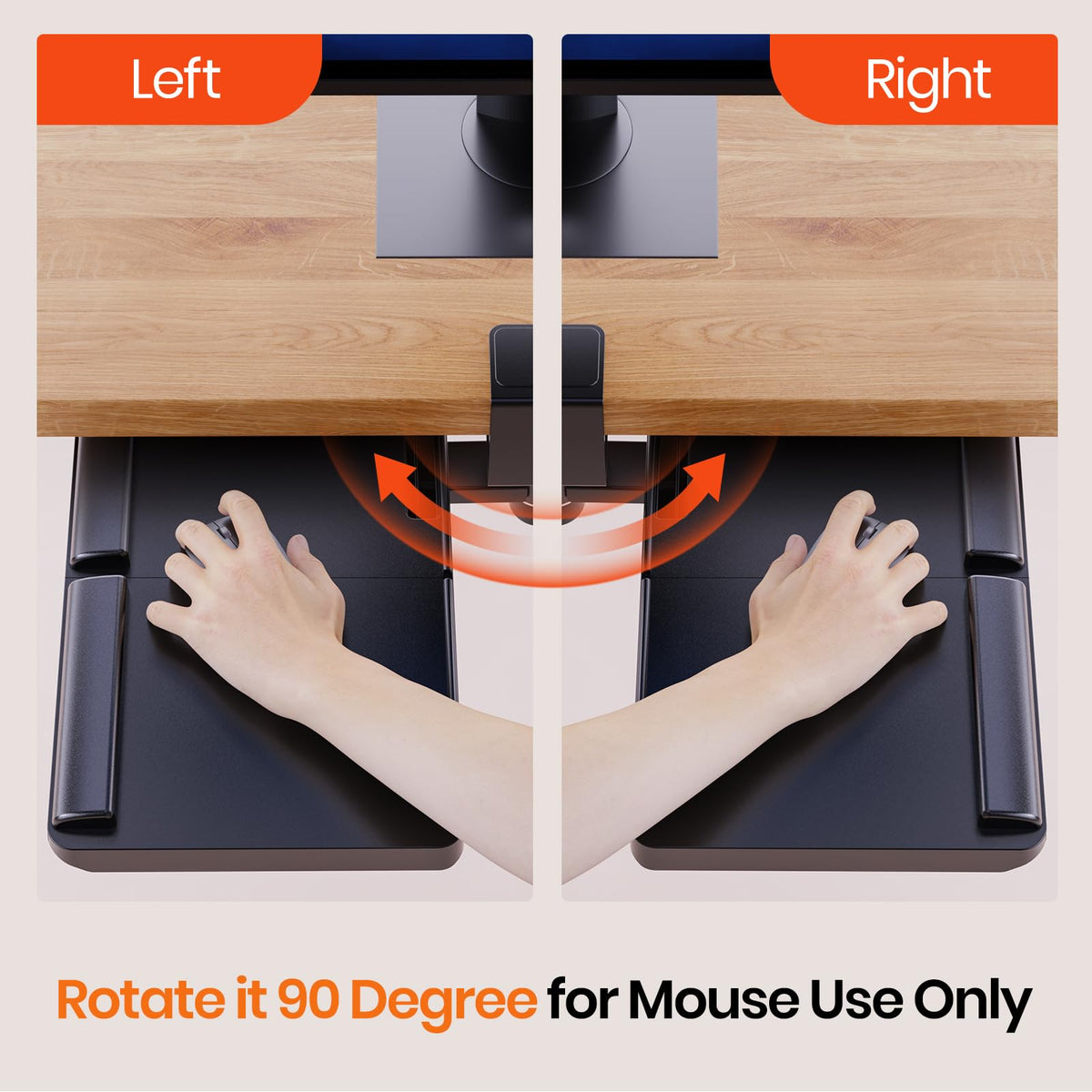 Rotating Under-Desk Keyboard Tray