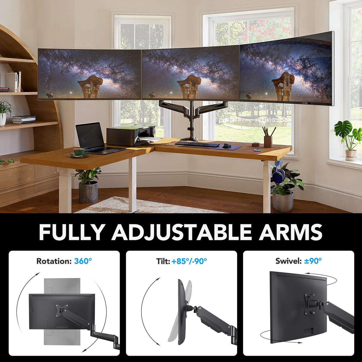 Triple Monitor Desk Mount